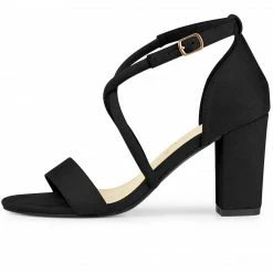 Allegra K Shoes Women's Crisscross Ankle Strap Block Heels Sandals