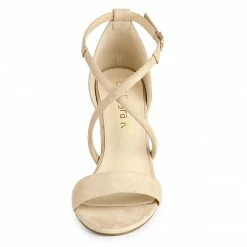 Allegra K Shoes Women's Crisscross Ankle Strap Block Heels Sandals