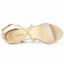 Allegra K Shoes Women's Crisscross Ankle Strap Block Heels Sandals