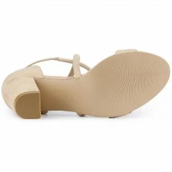 Allegra K Shoes Women's Crisscross Ankle Strap Block Heels Sandals