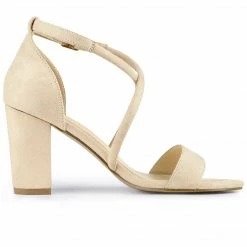 Allegra K Shoes Women's Crisscross Ankle Strap Block Heels Sandals