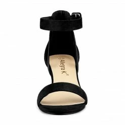 Allegra K Women's Ankle Strap Block Low Heel Sandals Shoes