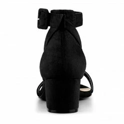 Allegra K Women's Ankle Strap Block Low Heel Sandals Shoes