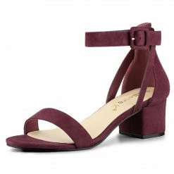 Allegra K Women's Ankle Strap Block Low Heel Sandals Shoes