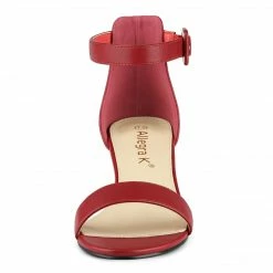 Allegra K Women's Open Toe Low Block Heel Ankle Strap Sandals