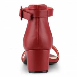 Allegra K Women's Open Toe Low Block Heel Ankle Strap Sandals