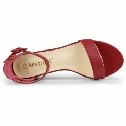 Allegra K Women's Open Toe Low Block Heel Ankle Strap Sandals