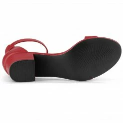 Allegra K Women's Open Toe Low Block Heel Ankle Strap Sandals