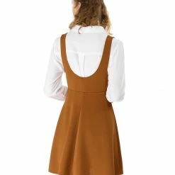 Allegra K Women Button Decor Flared Hem Above Knee Dress Suspender Skirt