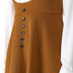 Allegra K Women Button Decor Flared Hem Above Knee Dress Suspender Skirt