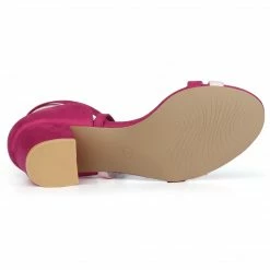 Allegra K Women's Open Toe Color Block Heel Lace Up Sandals