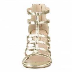 Allegra K Women's Cage Strappy Gladiators Chunky Heels Sandals