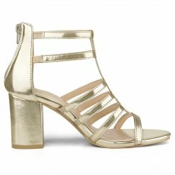 Allegra K Women's Cage Strappy Gladiators Chunky Heels Sandals