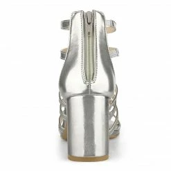 Allegra K Women's Cage Strappy Gladiators Chunky Heels Sandals