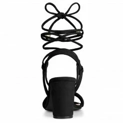 Allegra K Shoes Women's Cutout Lace Up Block High Heel Sandals