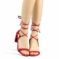 Allegra K Shoes Women's Cutout Lace Up Block High Heel Sandals