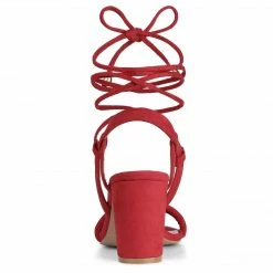 Allegra K Shoes Women's Cutout Lace Up Block High Heel Sandals