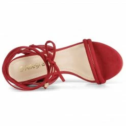 Allegra K Shoes Women's Cutout Lace Up Block High Heel Sandals