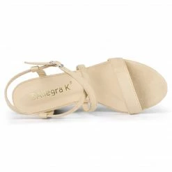 Allegra K Shoes YFL01162-6 Women Open Toe Crisscross Straps Block Heeled Sandals