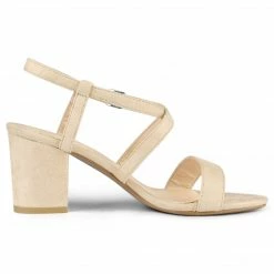 Allegra K Shoes YFL01162-6 Women Open Toe Crisscross Straps Block Heeled Sandals