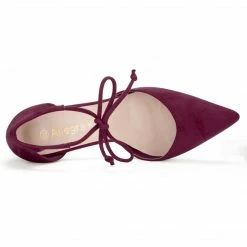 Allegra K Shoes Women Ankle Tie Chunky Heel Pointed Toe Dress Pumps