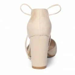 Allegra K Shoes Women Ankle Tie Chunky Heel Pointed Toe Dress Pumps