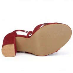 Allegra K Shoes TR4033-7 Women Crisscross Front Block Heeled Lace Up Sandals