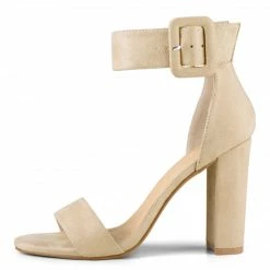 Allegra K Shoes BC0593 Women Block Heel Zipper Buckle Ankle Strap Sandals