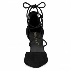 Allegra K Women's Pointed Toe Chunky Heel Lace Up Pumps