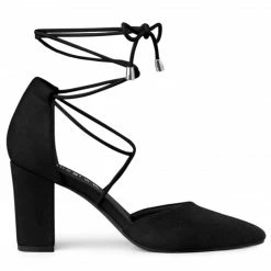 Allegra K Women's Pointed Toe Chunky Heel Lace Up Pumps