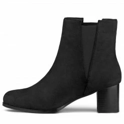 Allegra K Women's Round Toe Chunky Heel Ankle Chelsea Boots