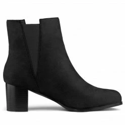 Allegra K Women's Round Toe Chunky Heel Ankle Chelsea Boots