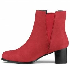 Allegra K Women's Round Toe Chunky Heel Ankle Chelsea Boots
