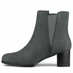 Allegra K Women's Round Toe Chunky Heel Ankle Chelsea Boots