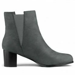 Allegra K Women's Round Toe Chunky Heel Ankle Chelsea Boots