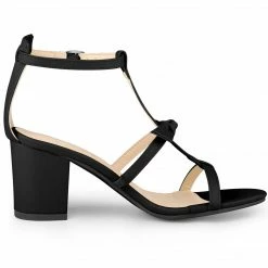Allegra K Women's Open Toe T-Straps Block Heel Sandals Shoes