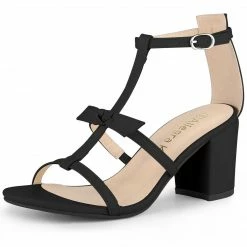 Allegra K Women's Open Toe T-Straps Block Heel Sandals Shoes