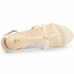 Allegra K Women's Open Toe T-Straps Block Heel Sandals Shoes