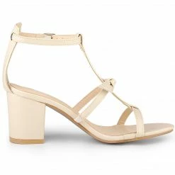 Allegra K Women's Open Toe T-Straps Block Heel Sandals Shoes