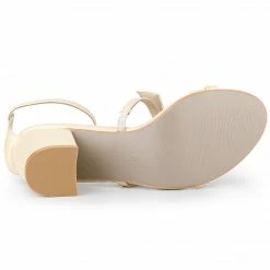 Allegra K Women's Open Toe T-Straps Block Heel Sandals Shoes