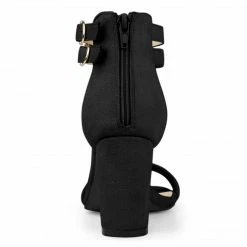 Allegra K Women's Double Ankle Straps Block Heels Sandals Shoes