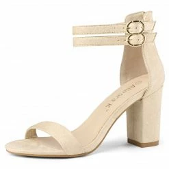 Allegra K Women's Double Ankle Straps Block Heels Sandals Shoes
