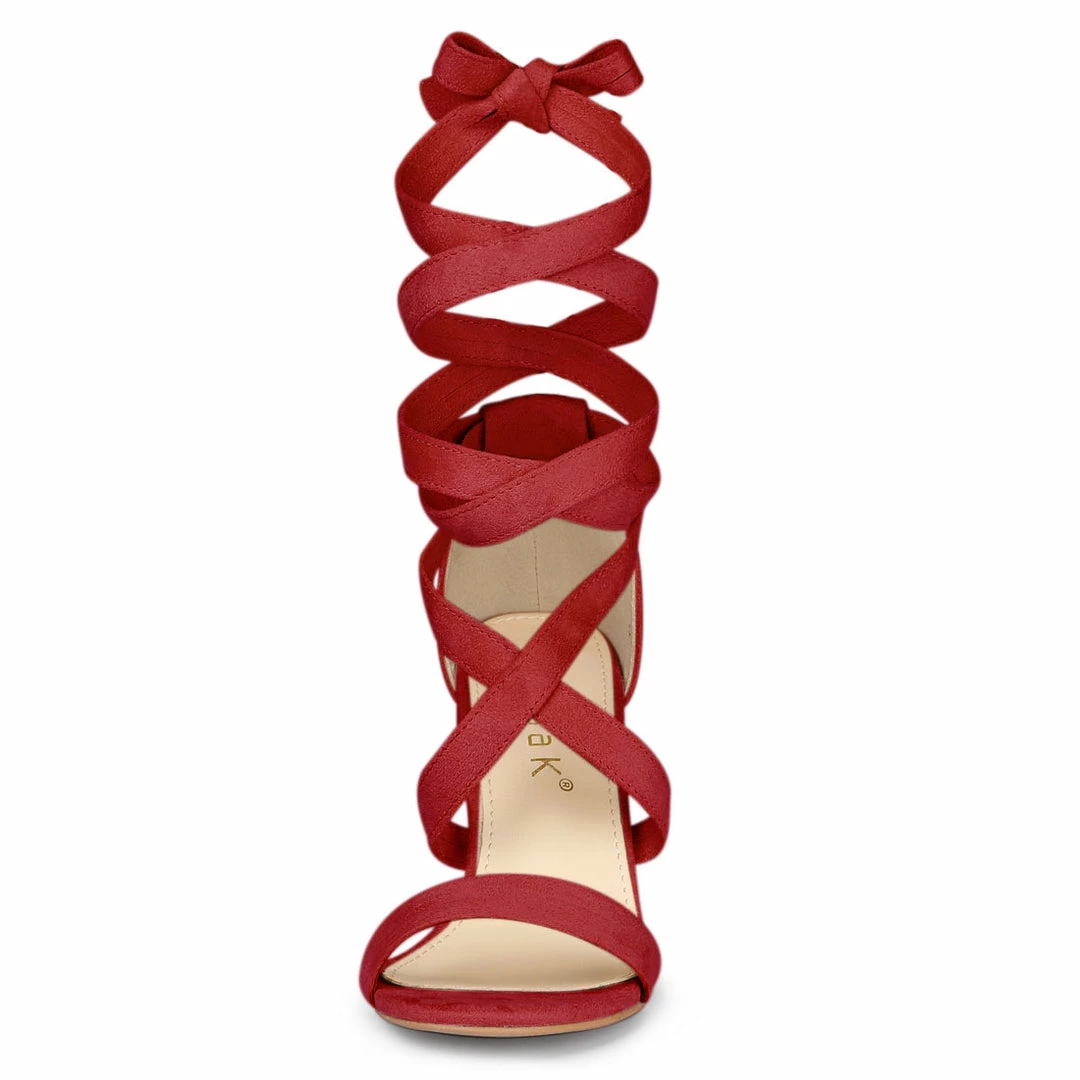 Allegra K Women's Crisscross Lace Up Mid Block Heels Sandals 33 Allegra K Women's Crisscross Lace Up Mid Block Heels Sandals