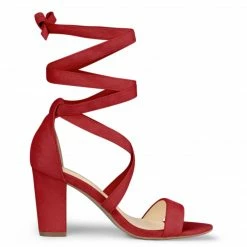 Allegra K Women's Crisscross Lace Up Mid Block Heels Sandals 71 Allegra K Women's Crisscross Lace Up Mid Block Heels Sandals