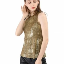 Allegra K Shiny Shimmer Tank Top