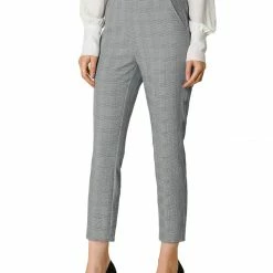 Allegra K Women's High Waisted Work Elastic Back Ankle Plaid Pants 56 Allegra K Women's High Waisted Work Elastic Back Ankle Plaid Pants