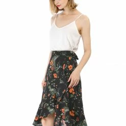 Allegra K Women Ruffle Skirt Tie Waist High Low Floral Wrap Skirt 49 Allegra K Women Ruffle Skirt Tie Waist High Low Floral Wrap Skirt