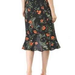 Allegra K Women Ruffle Skirt Tie Waist High Low Floral Wrap Skirt 50 Allegra K Women Ruffle Skirt Tie Waist High Low Floral Wrap Skirt