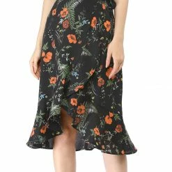 Allegra K Women Ruffle Skirt Tie Waist High Low Floral Wrap Skirt 46 Allegra K Women Ruffle Skirt Tie Waist High Low Floral Wrap Skirt