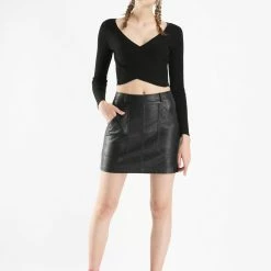 Allegra K Deep V Crossover Knit Top